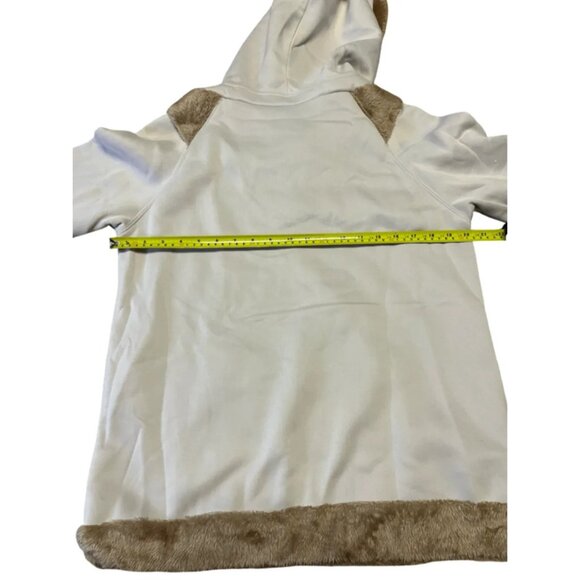 Aumora Fur Y2k Longhorns Womens Hoodie Pullover Sweatshirt Beige Size L - Picture 3 of 8